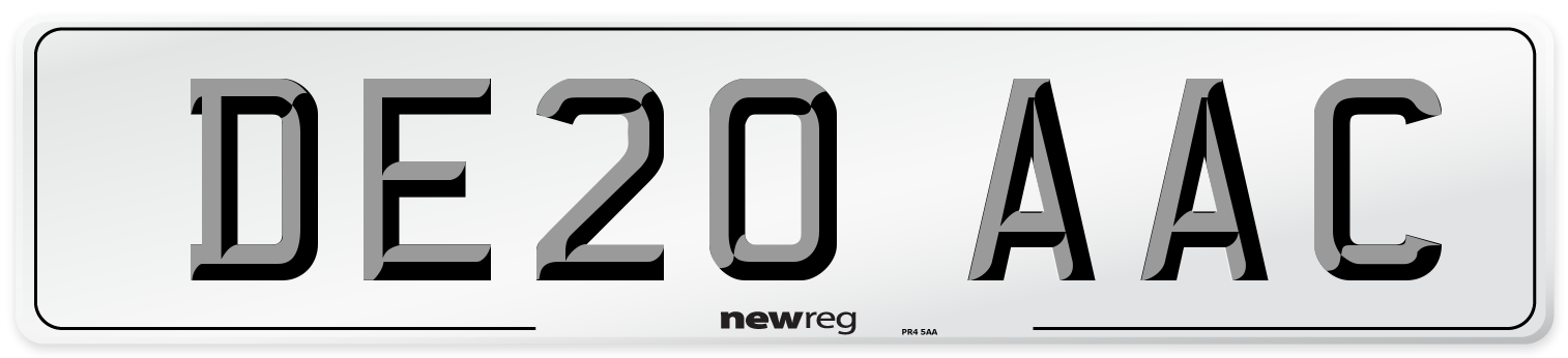 DE20 AAC Number Plate from New Reg